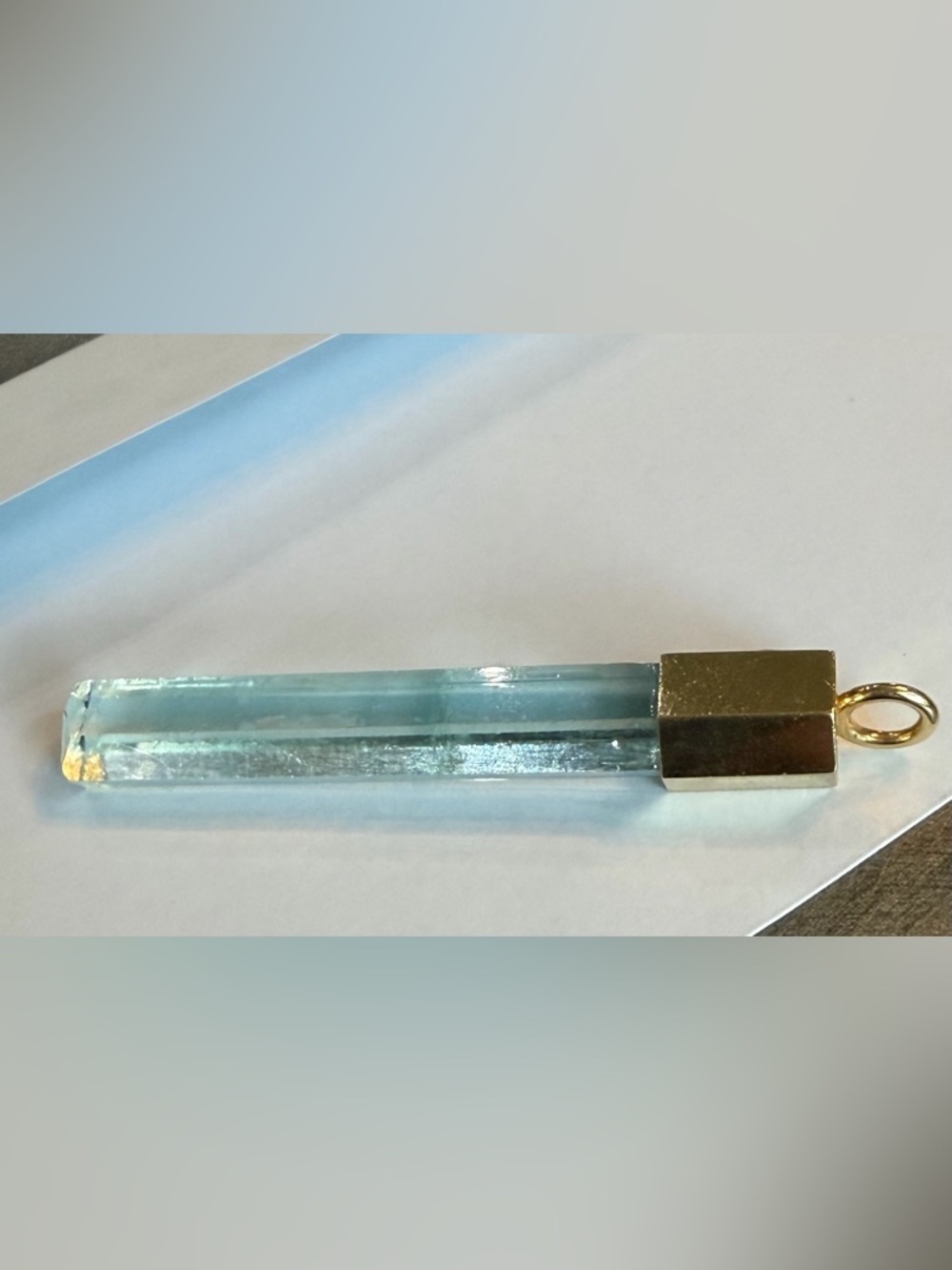 Gorgeous Natural Aquamarine Crystal set in 14k gold.